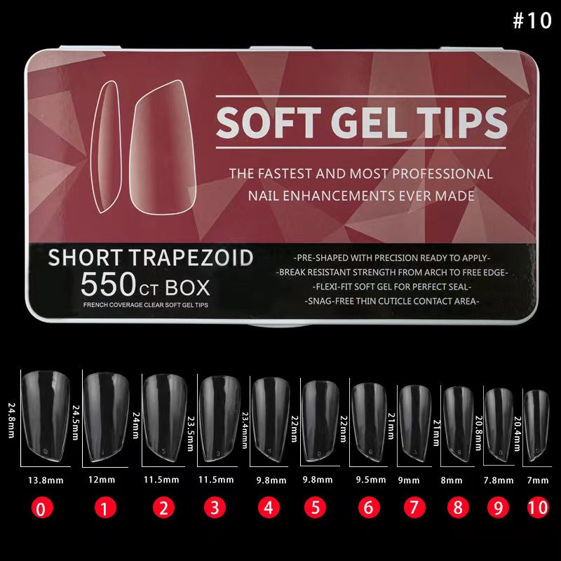 Soft Gel Tips - Short Trapezoid 550pcs