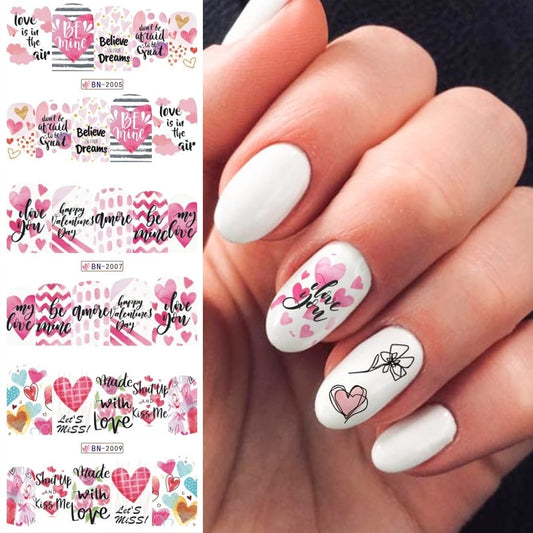 Valentine Heart Text Art Nail Decal BN2009