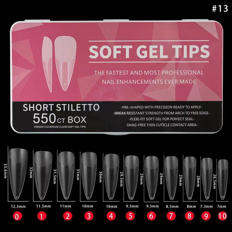 Soft Gel Tips - Short Stiletto -550pcs