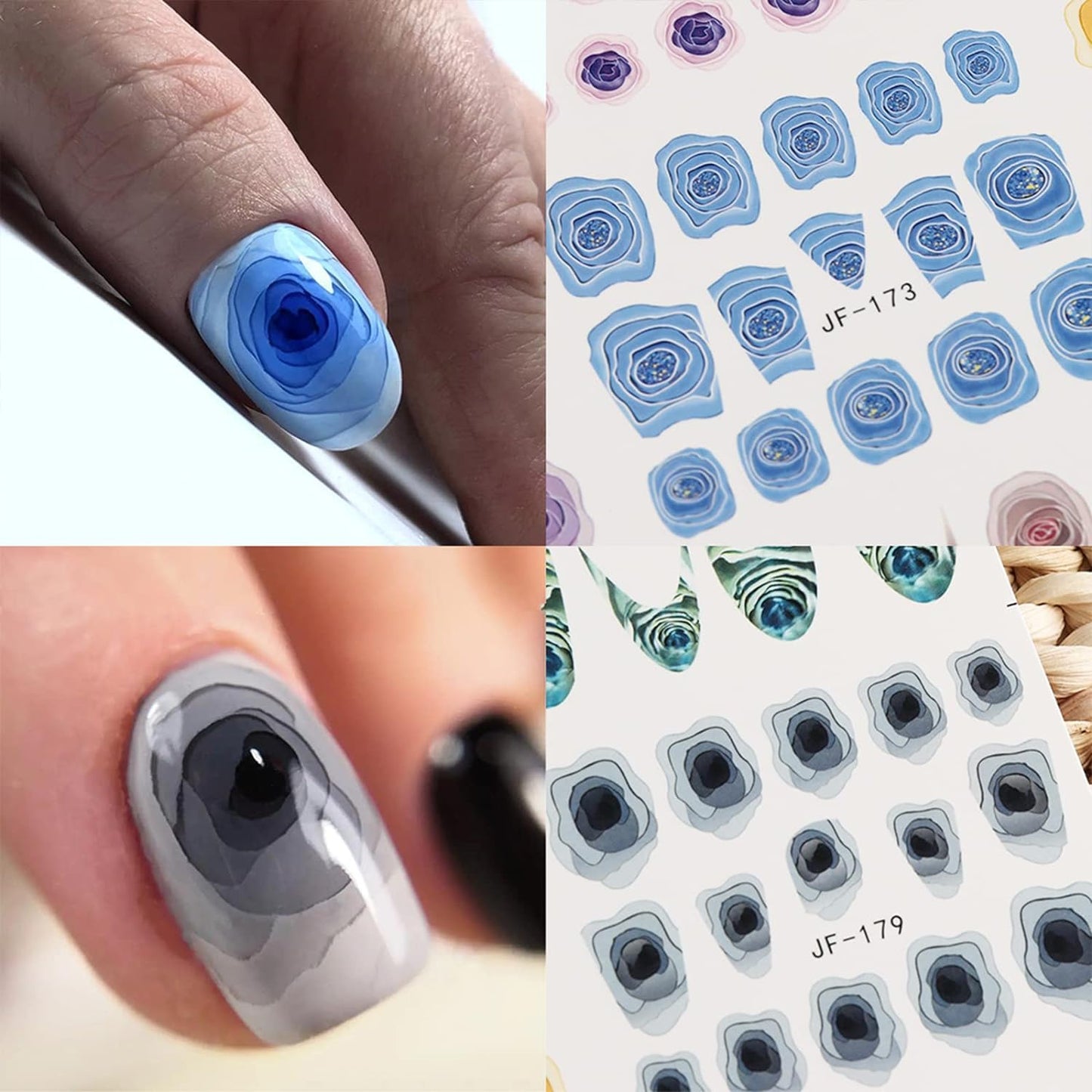 Blooming Rose Floral Nail Art Decal JF179