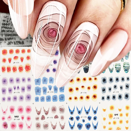 Blooming Rose Floral Nail Art Decal JF178