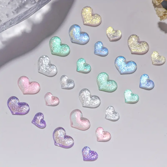 Purple Heart Resin Nail Art Decoration 10 pcs