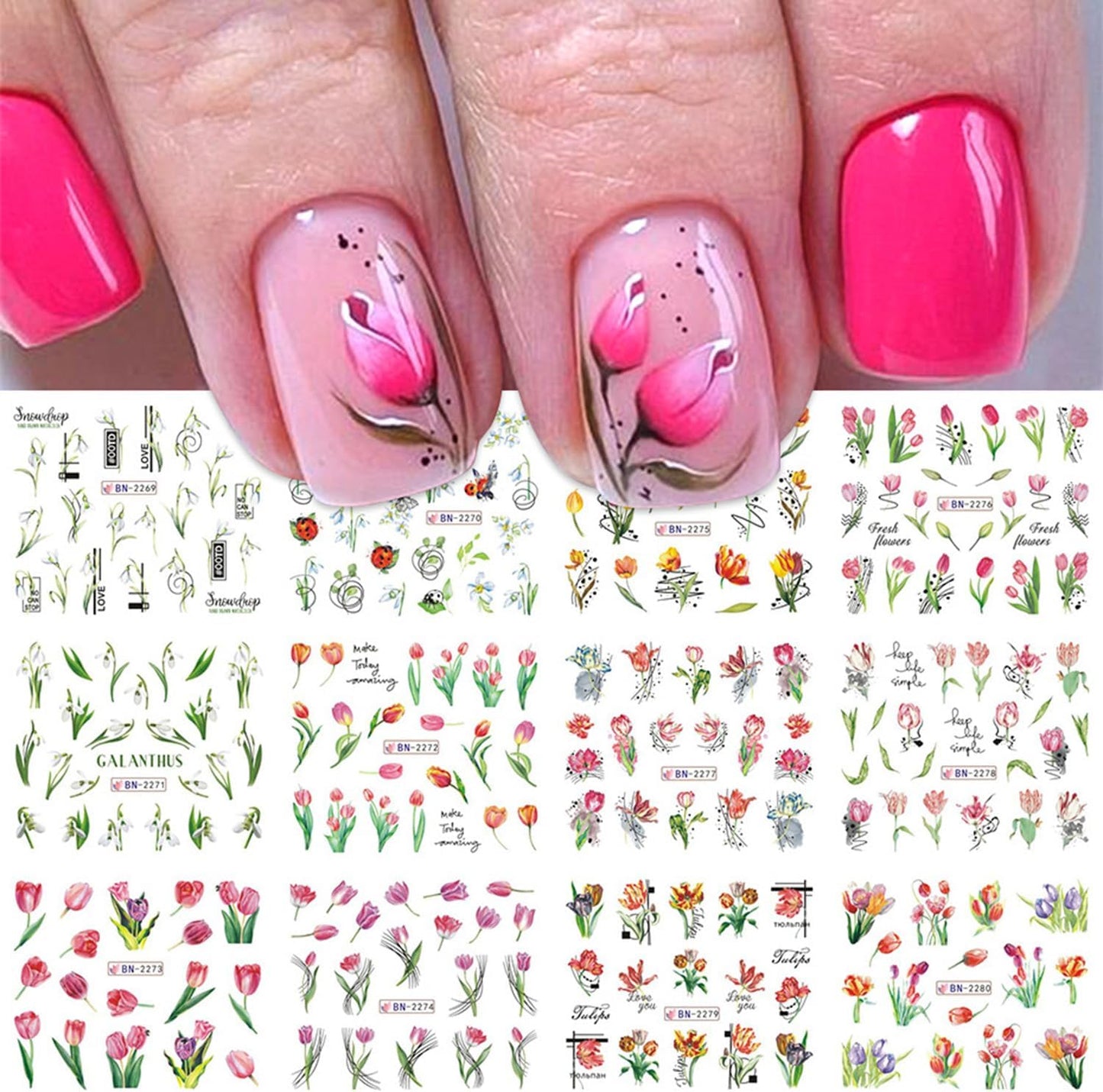 Tulip Lilly Floral Nail art decal