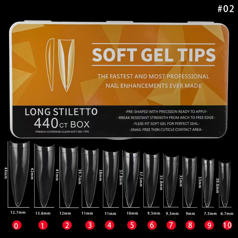 Soft Gel Tips - Long Stiletto 440pcs