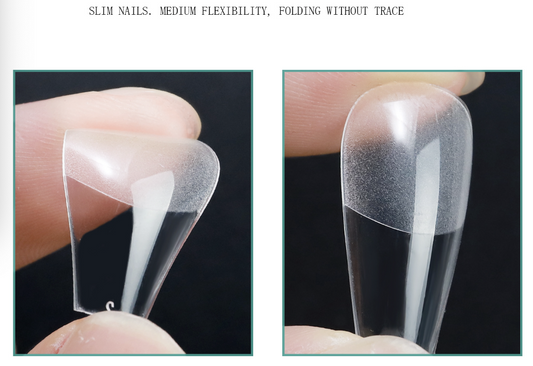 French Coverage Clear Soft Gel Tips Long Coffin 500PCS (6)