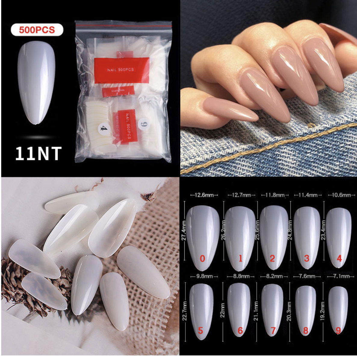 Almond Nail Tips (500pcs Packet )