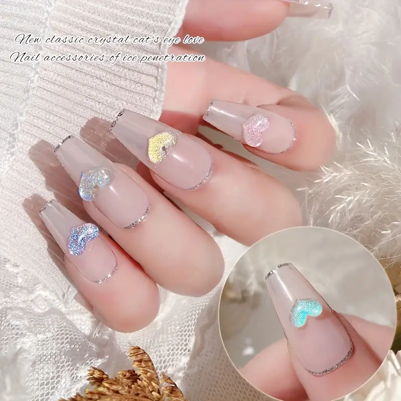 Purple Heart Resin Nail Art Decoration 10 pcs