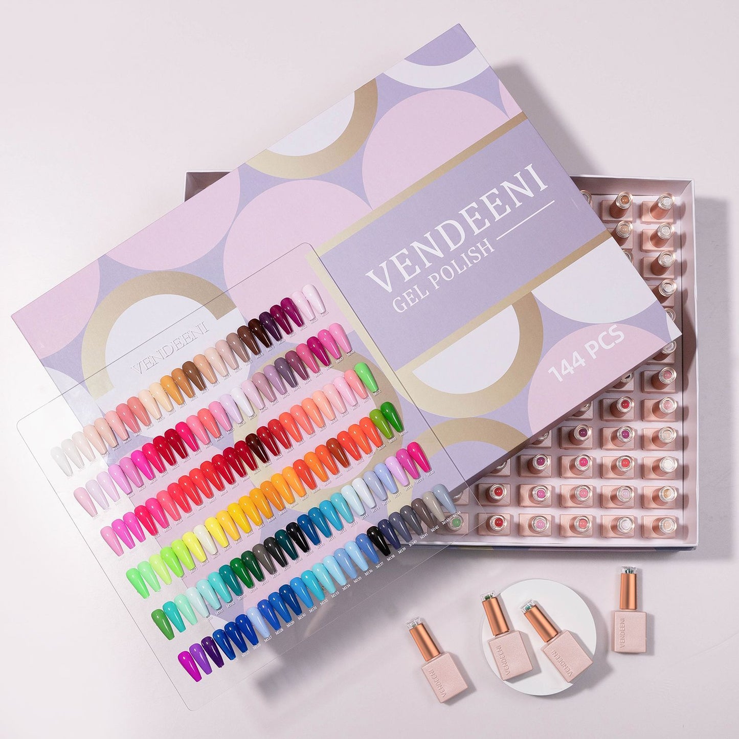 Vendeeni 144 colors Gel Polish set with a color chart