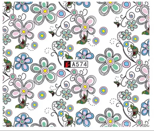 Floral Nail Decal Range A574