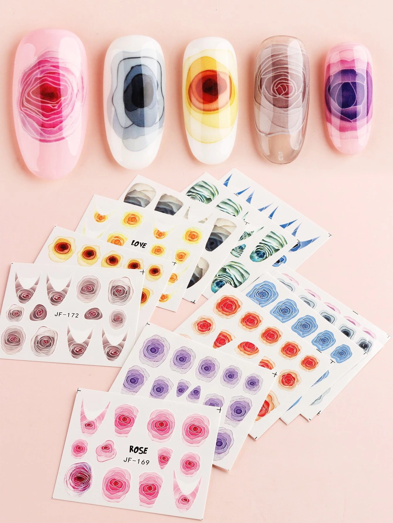 Blooming Rose Floral Nail Art Decal JF175