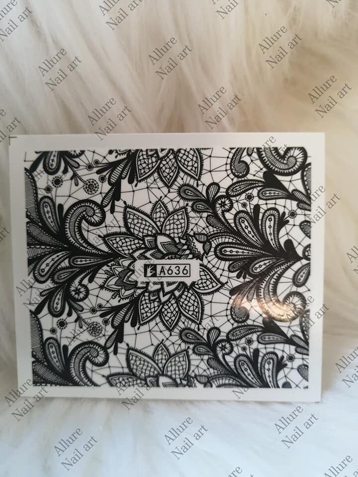 Lace Geometric Nail Decal Range A618-636