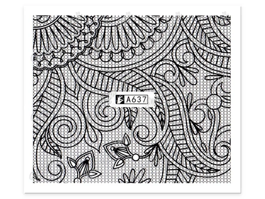 Lace Geometric Nail Decal Range A637-