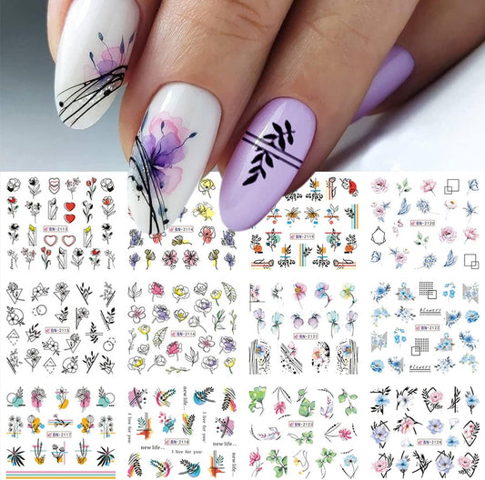 Flower Geometric Nail Decal BN2113-2124