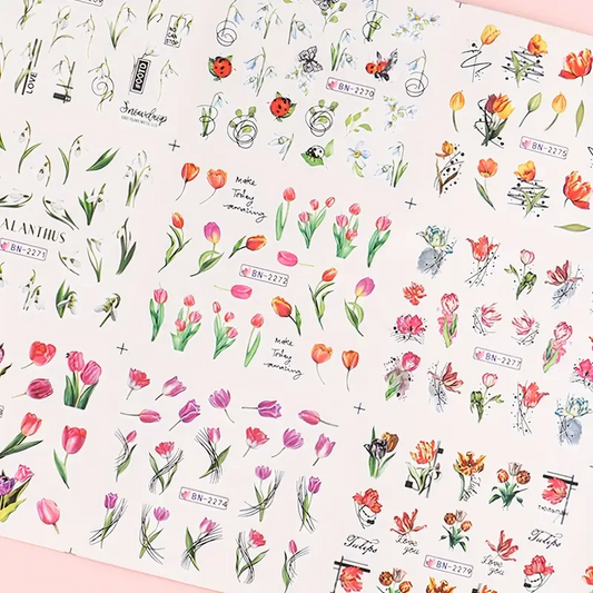 Tulip Lilly Floral Nail art decal