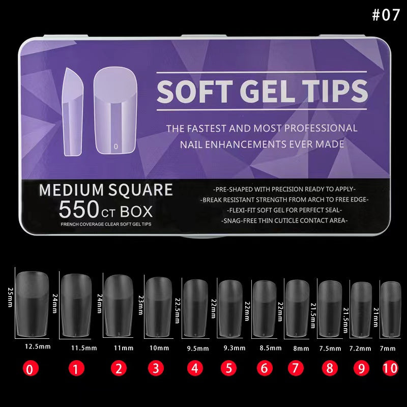 Soft Gel Tips - Medium Square 550pcs
