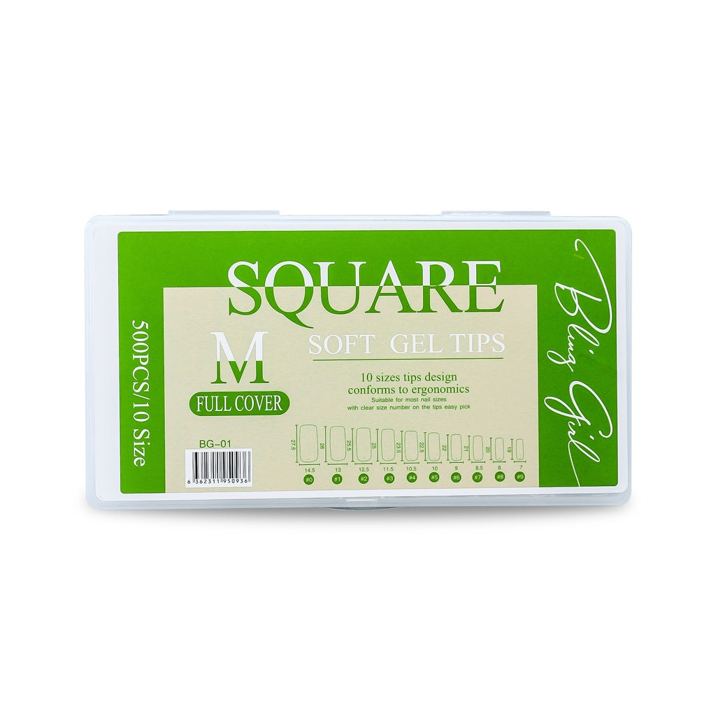 Square Soft Gel Tips Gel Tips Medium Full Cover BG