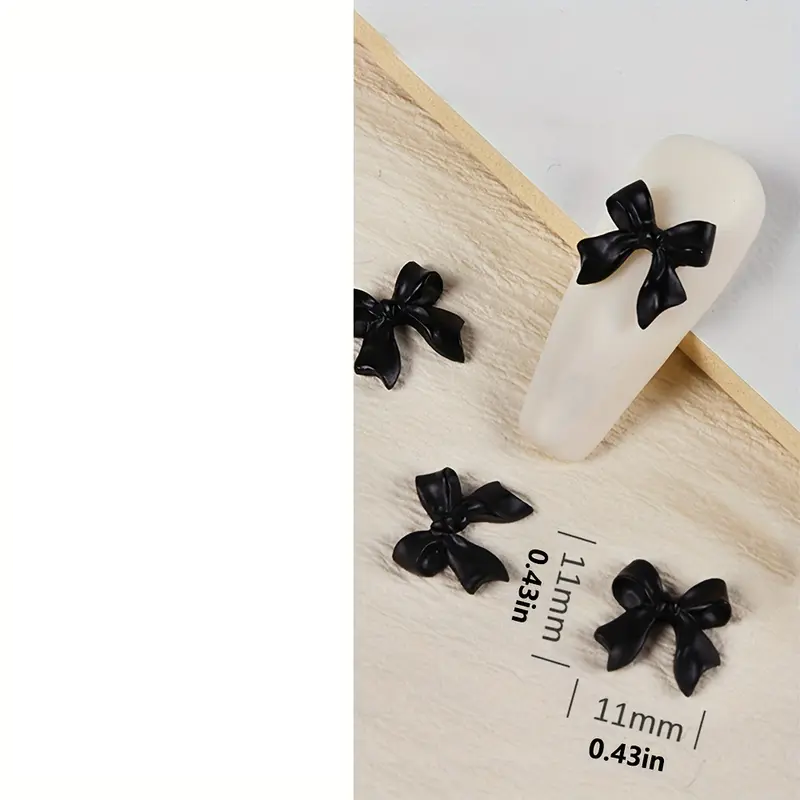 Black Bow Resin Nail Art Decoration 10 pcs