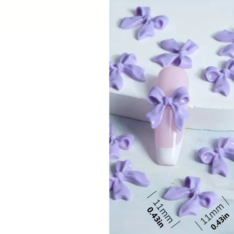 Purple Bow Resin Nail Art Decoration 10 pcs
