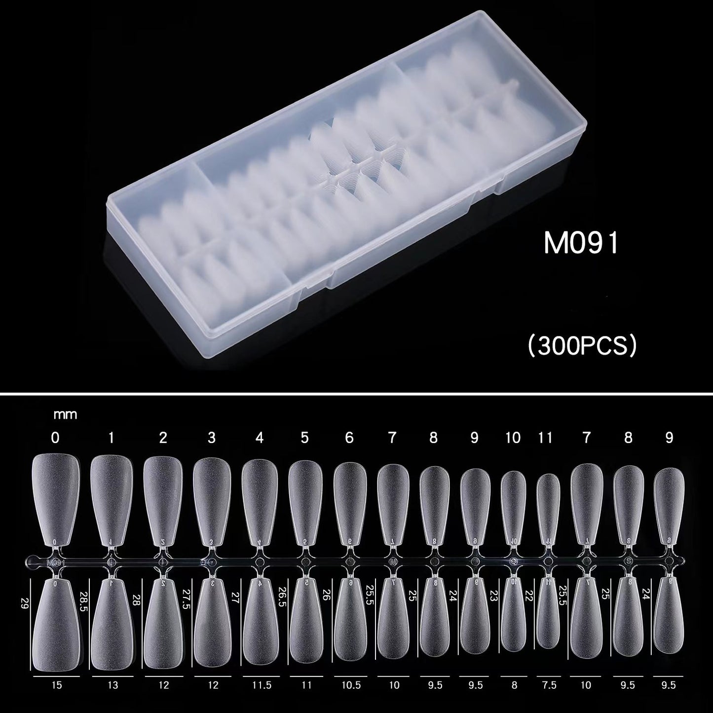 Tips 300pcs Press-on Nails, Pre Shaped Soft Gel x Nails M091