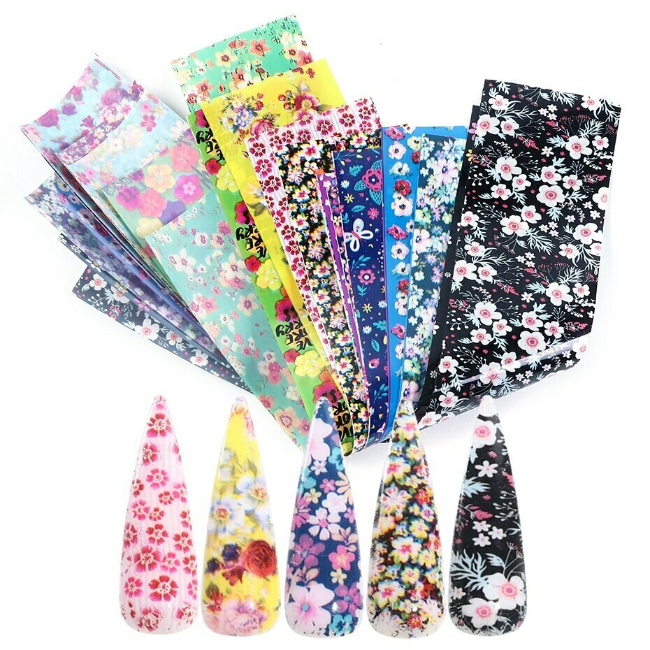 Floral Foil Nail Transfer