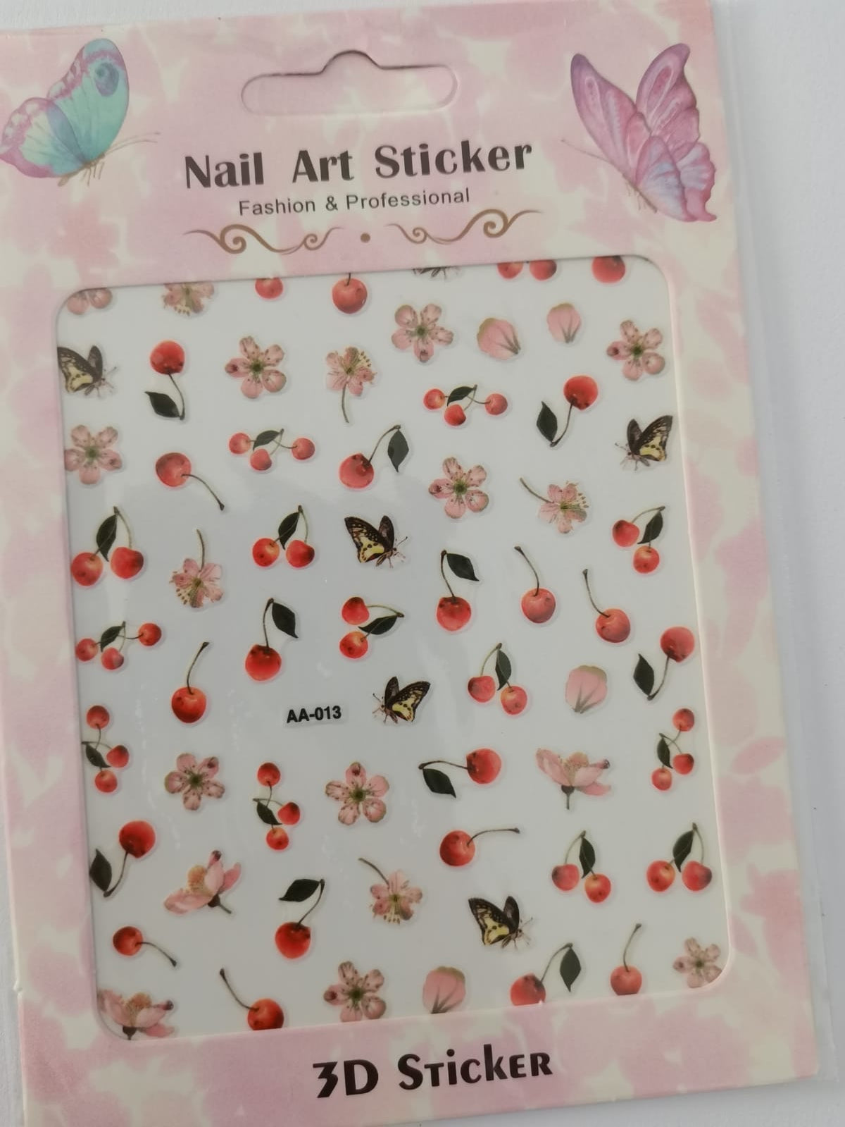 Flower Leaves Butterfly Cherry Nail Art Sticker