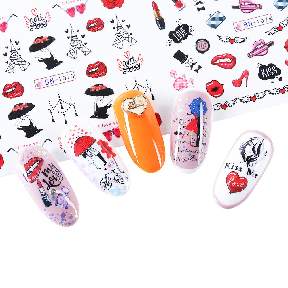 Valentine Abstract Love Nail Decal BN1070