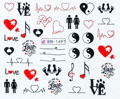 Valentine Abstract Love Nail Decal