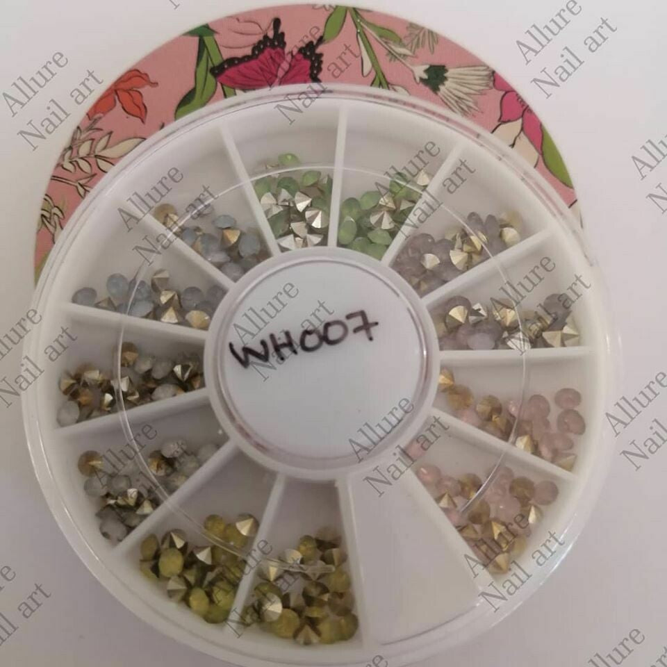 Opal Rhinestones Nail Wheel Tray