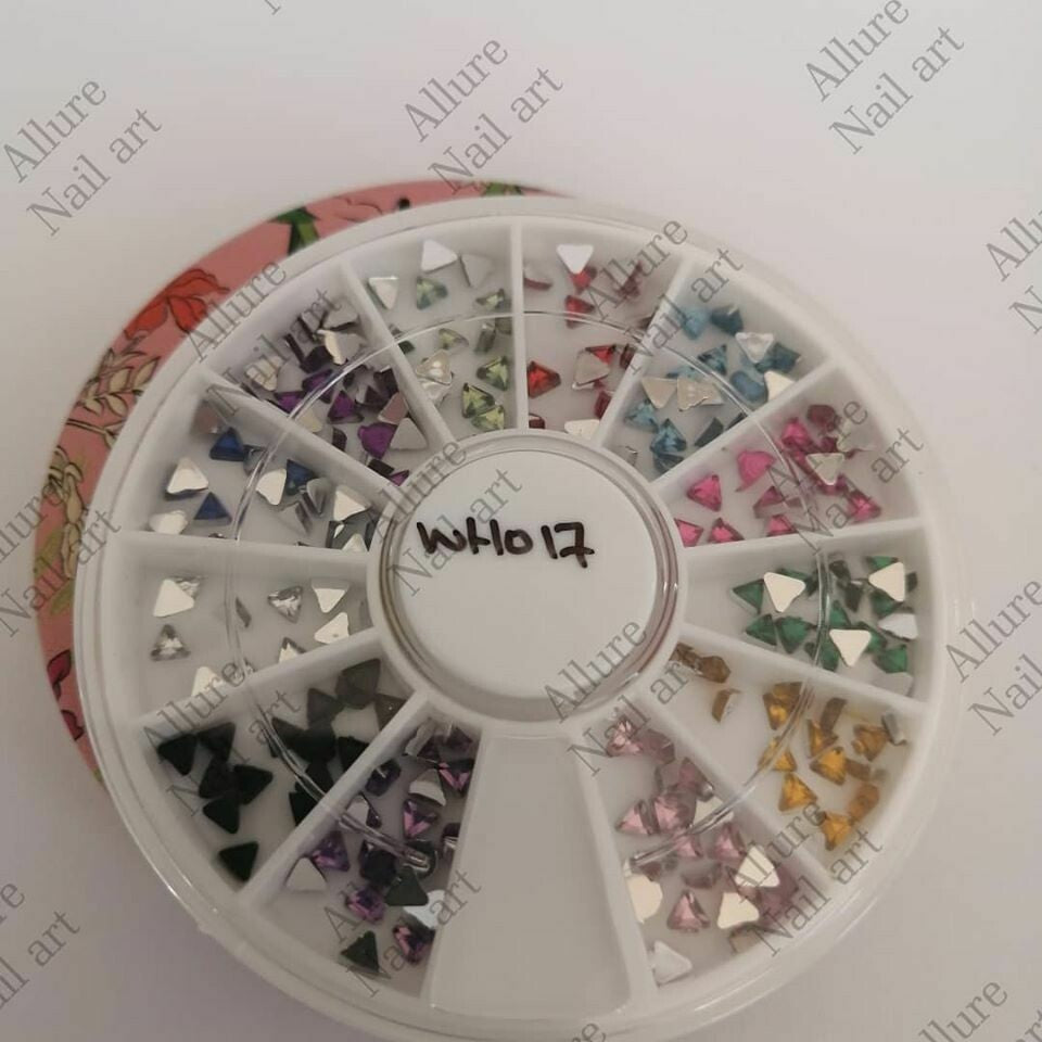 Color Mix Rhinestones Triangles Nail Wheel Tray