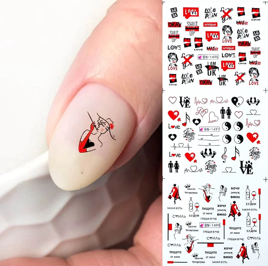 Valentine Abstract Love Nail Decal