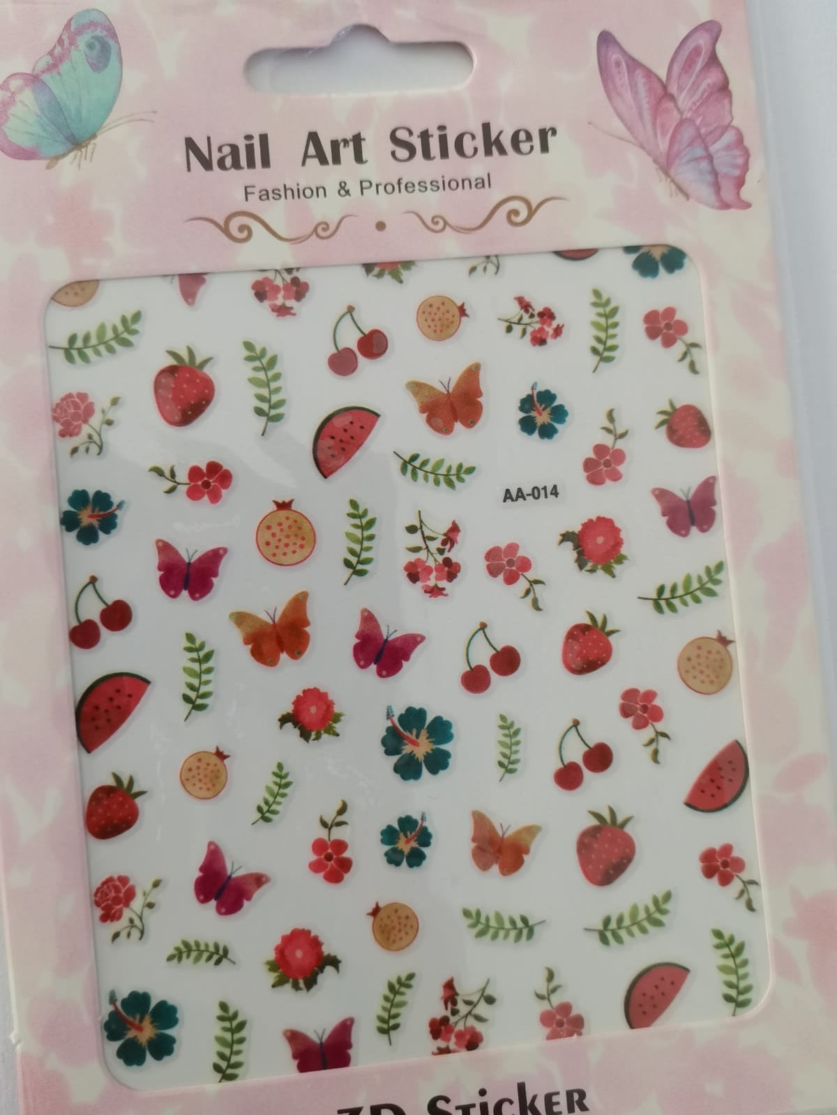 Flower Leaves Butterfly Cherry Nail Art Sticker