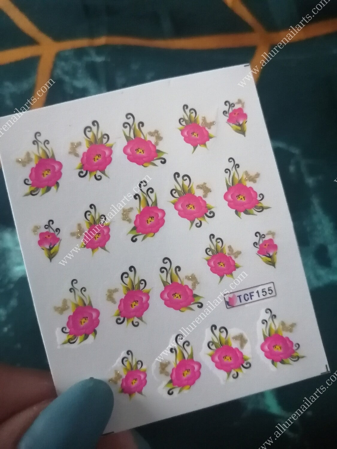 Flower Glitter Nail Decal