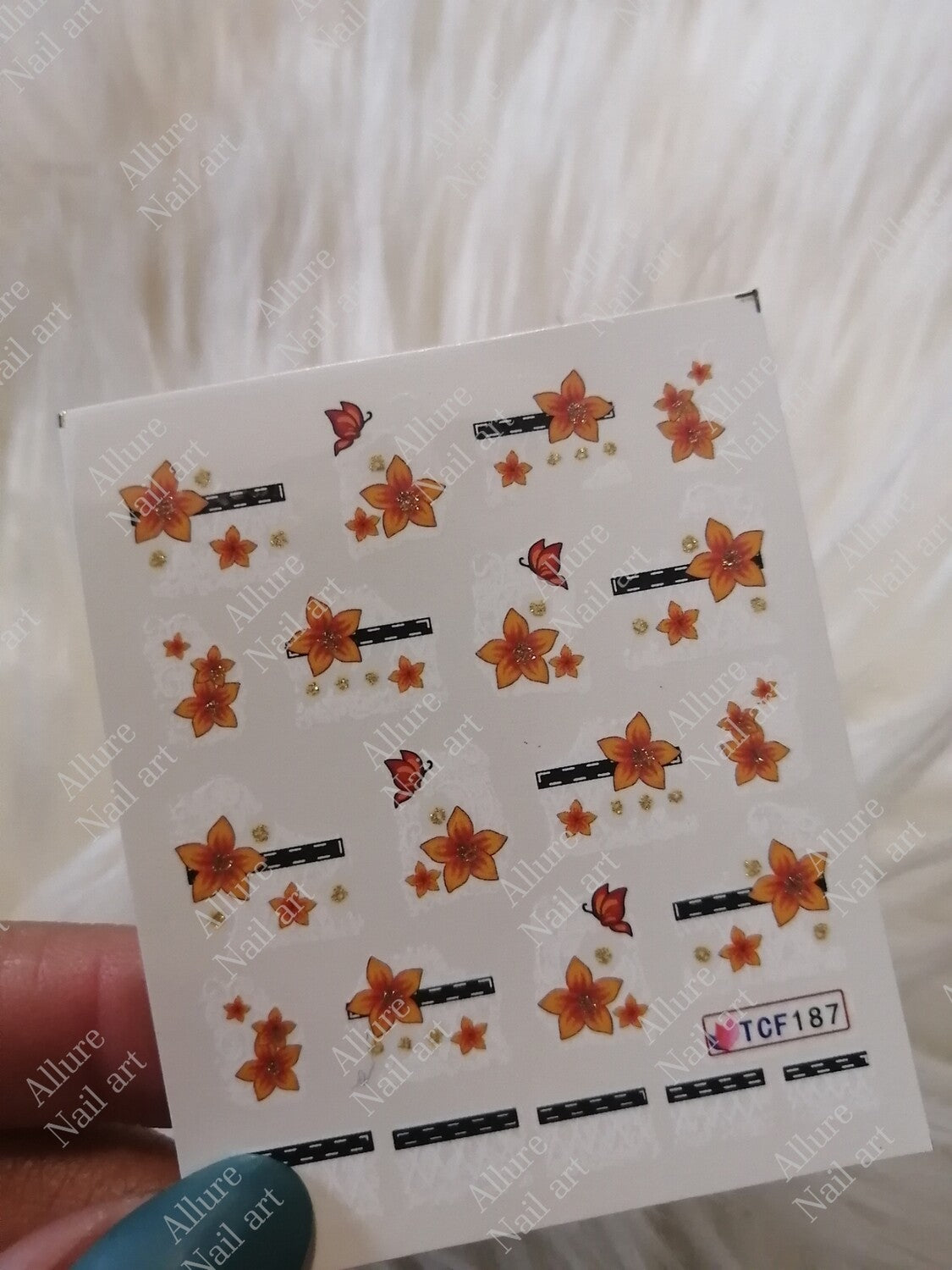Flower Glitter Nail Decal