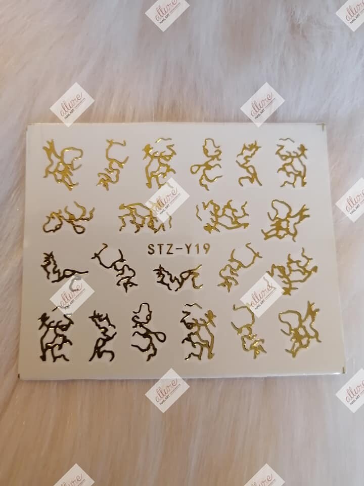 Gold Metallic Lines Marble Nail Decal