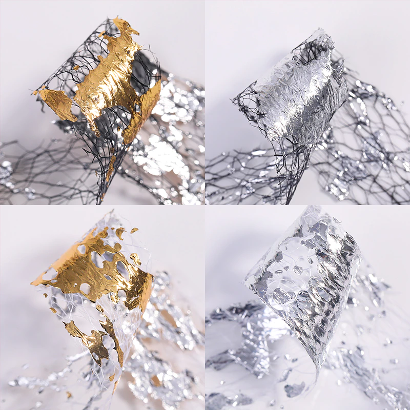 Black Net Gold Foil Nail Mesh Net Foil Nail Art