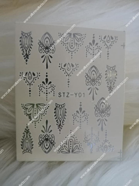 Silver Metallic Lace Nail Decal