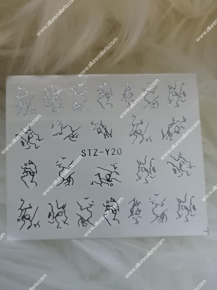 Silver Metallic Lines Marble Nail Decal