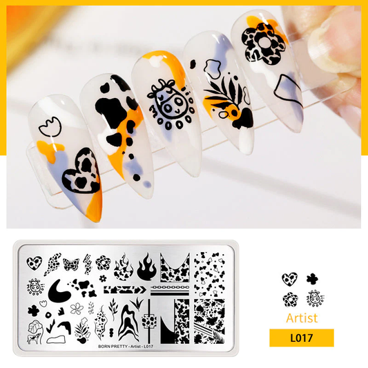 Cow Print Geometric Born Pretty Stamping Plate - Artist L014