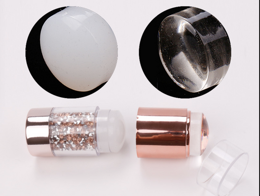 Rose Gold Silicone Diamond Handle Double Heads Stamper 8.5cm