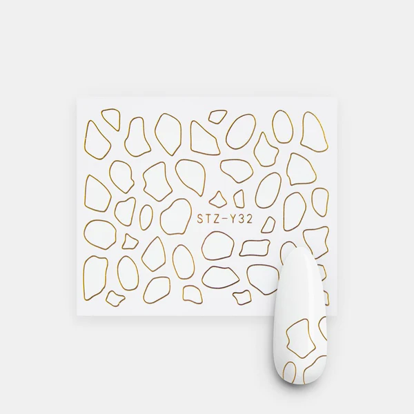 Silver Metallic Abstract Shape Lines Nail Decal