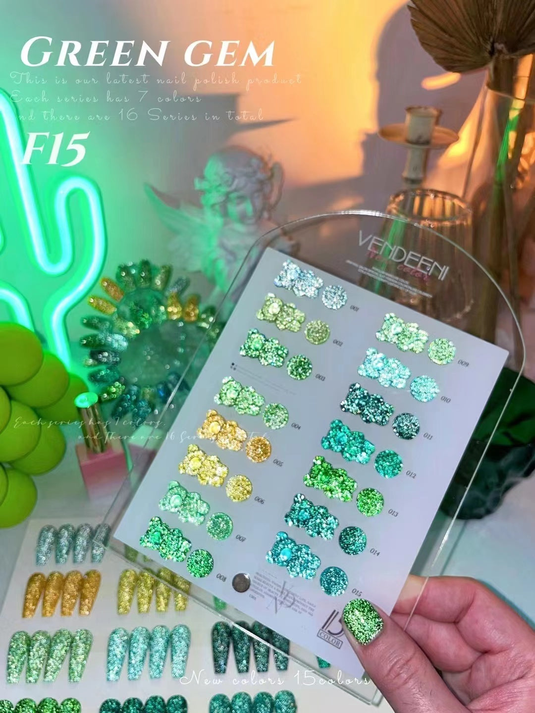 Reflective Diamond Chipping Gel Polish 15ml - F15 Set FREE SHIPPING