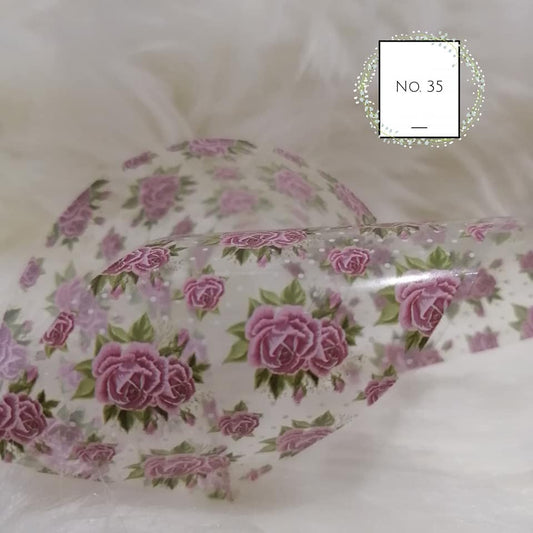 Floral Rose Foil Nail Transfer