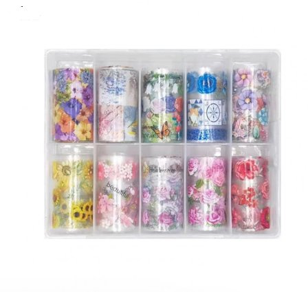Flower Greek Birds Sunflower Rose Nail Art Foil Set Box