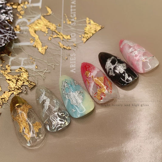 Blue Net Gold Foil Nail Mesh Net Foil Nail Art