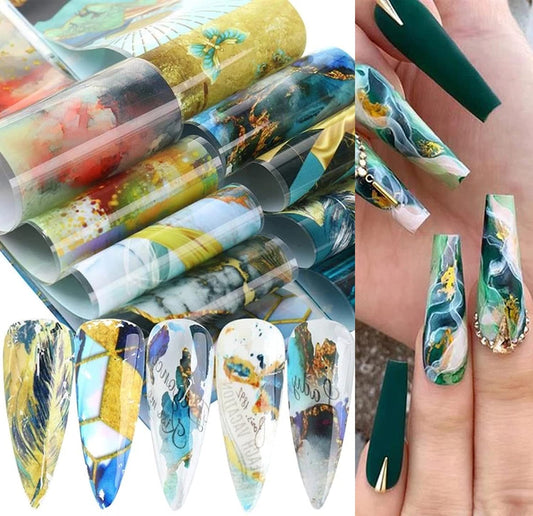 Geometric Marble Galaxy Nail Art Foil Set Box