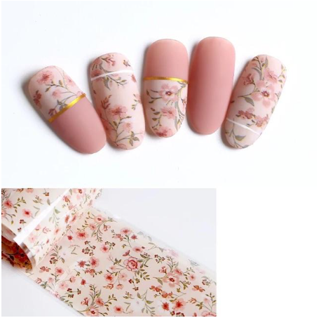 Floral Nail Foil Transfer