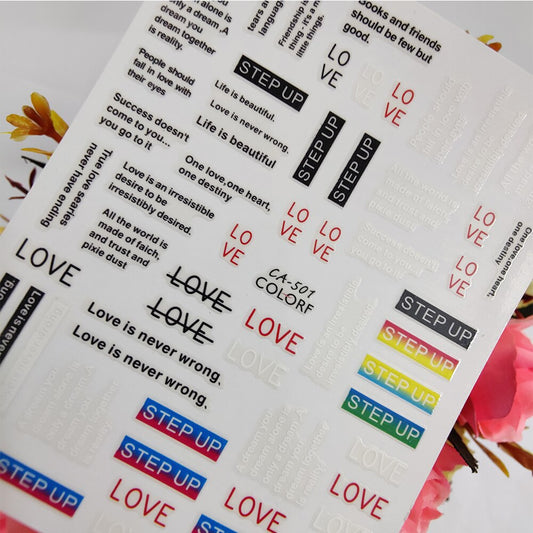 Words Text Letter Nail Sticker