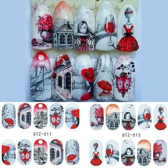 Lady Wine Flower Nail Decal