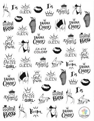 Words Text Letter Lady Nail Sticker