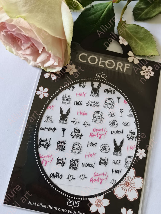 Words Text Letter Lady Nail Sticker